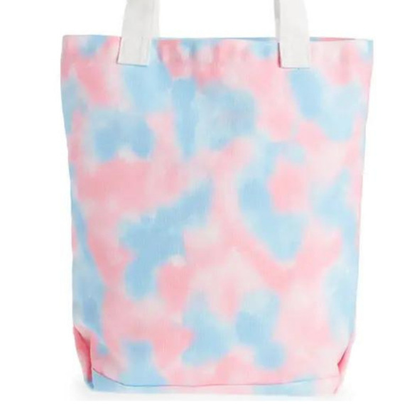 Tie Dye Tote Bag Pastel Pink Blue Tote Shoulder Straps Tote Bag Canvas LBGTQ - Picture 2 of 6